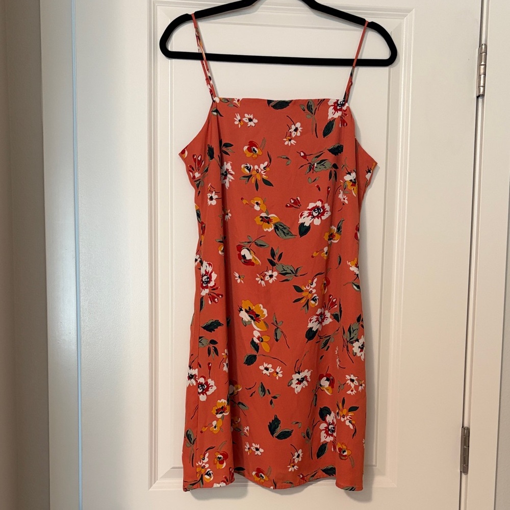 Coral Floral Sleeveless Mini Dress